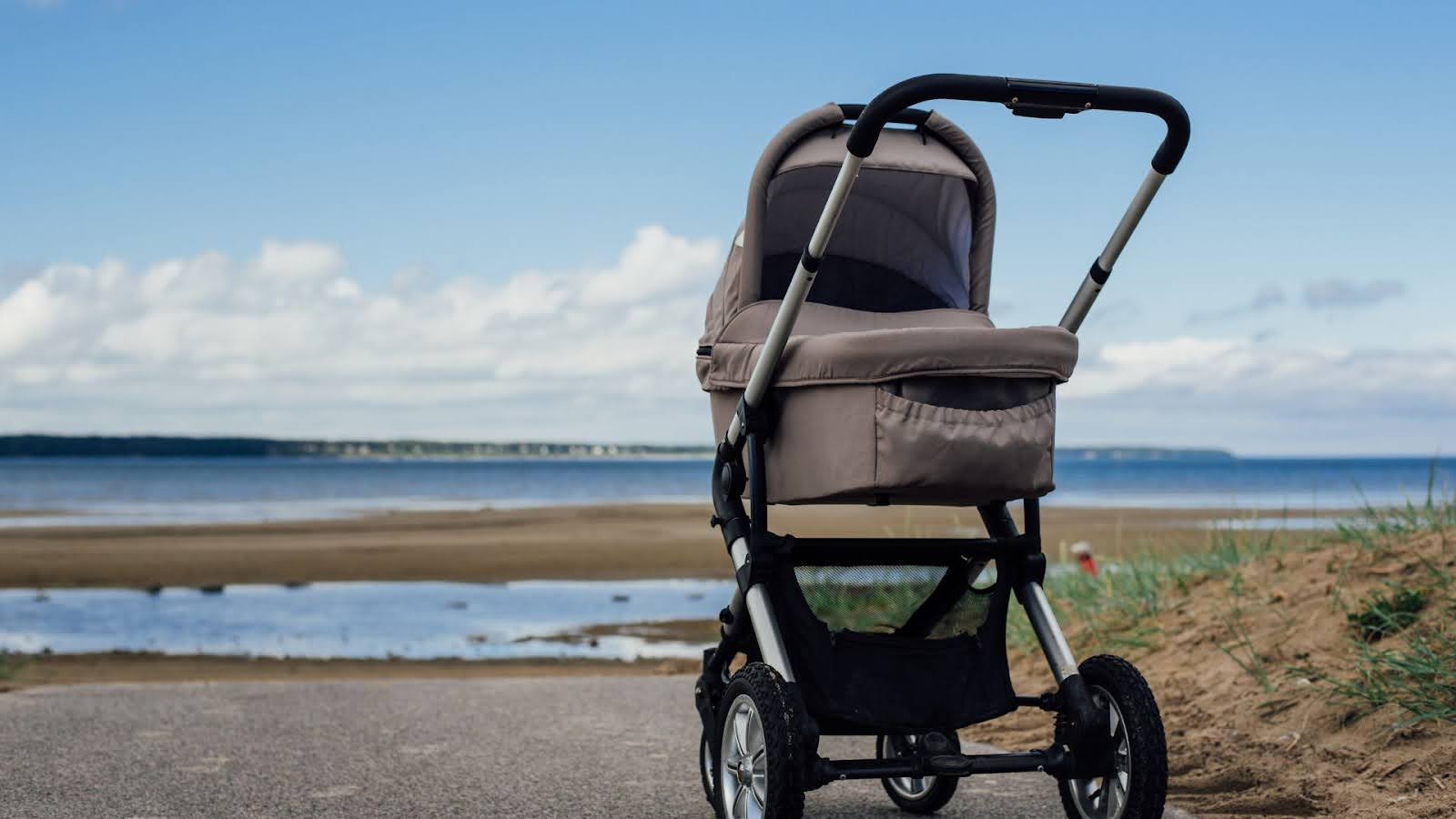 baby on lightweight stroller