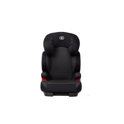 Single Koopers high-back toddler car seat in black with soft, breathable fabric and adjustable features for comfort and safety.