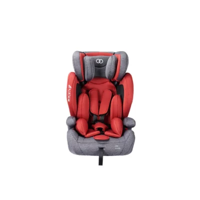 Koopers Levi Baby Car Seat in vibrant red and grey with memory foam padding and adjustable headrest for ultimate comfort and safety.