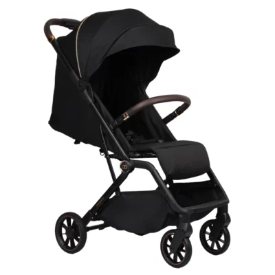 Koopers Eezi stroller with a black finish, featuring an ergonomic design and all-wheel suspension for smooth rides in urban areas.