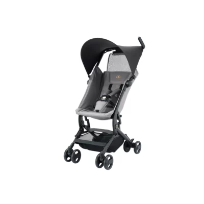 Koopers Kabina Pro Stroller in a stylish grey finish, offering a reclining seat, adjustable leg rest, and compact folding for stress-free family travel.