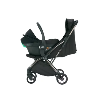 Koopers Kozi Stroller equipped with an infant car seat attachment, perfect for ensuring a secure and seamless transition during travel with babies.