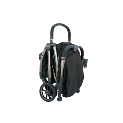 How to Fold, Store, and Maintain Your Koopers Stroller for Longevity 4 Folded Koopers Kozi SE stroller showing compact design for easy storage and transport in car boots or homes.
