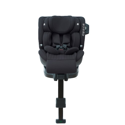 new-parents-tips-for-new-mums-dads-3 Black Koopers Spark Plus 360 Baby Car Seat front view on Isofix load leg base, featuring padded headrest with memory foam, 5-point harness, extended legroom recline, 360-degree rotation, enhanced side-impact cushioning (SICT), LumiSoft breathable fabric and bamboo options – all-stages (40-150cm newborn to 12 years) ECE R129 i-Size certified for Malaysian roads and humid climate.